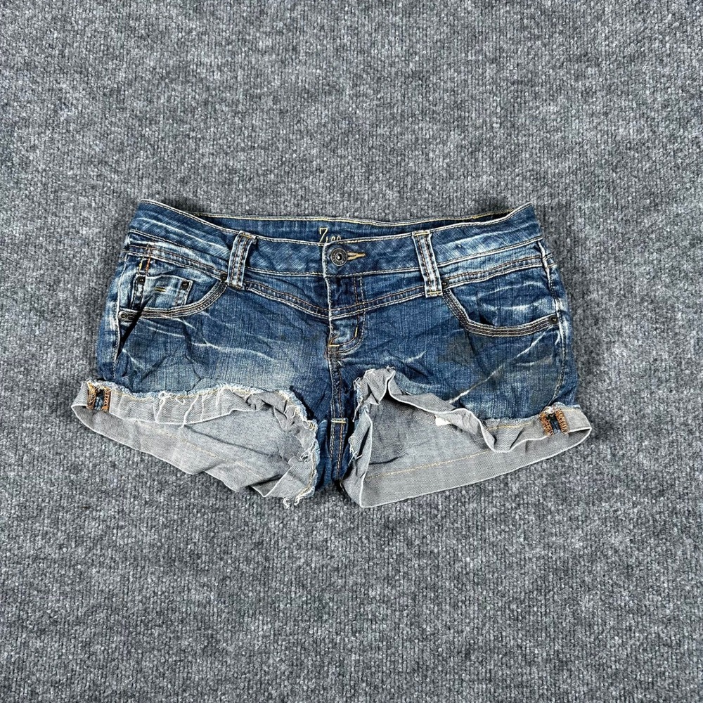 ZCO Jeans Shorts Womens Size 9 Blue Low Rise Distressed Raw Hem Denim Booty